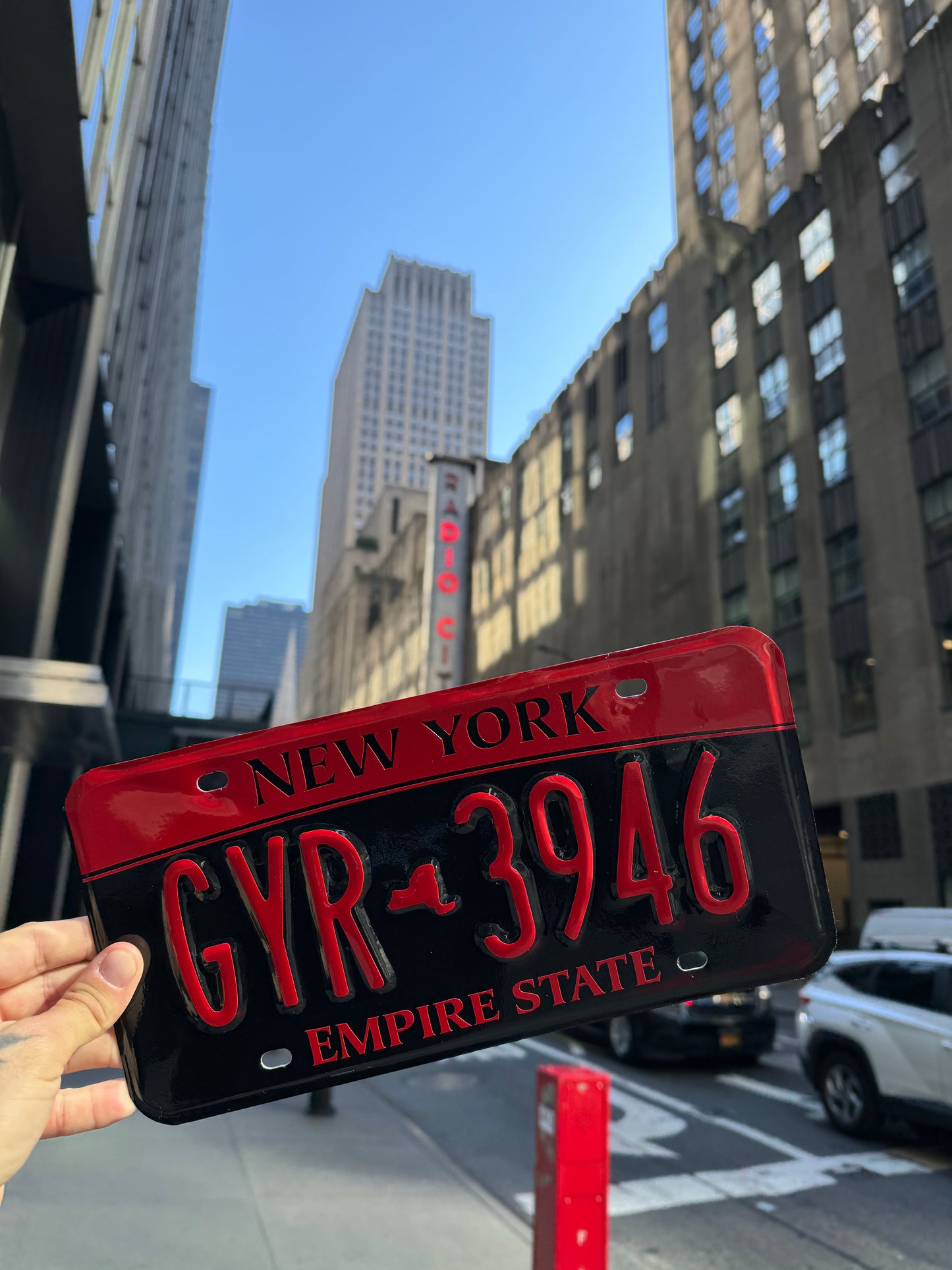 NYC New York black Red Plate Vinyl Wrap Custom License plate DIY kit