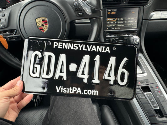 Pennsylvania US state black white Plate Vinyl Wrap Custom License plate DIY kit